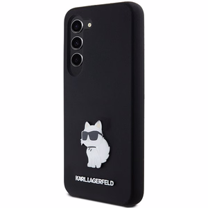Karl Lagerfeld silikoninis Choupette metalinis smeigtukas dėklas telefonui Samsung Galaxy S23 - juodas