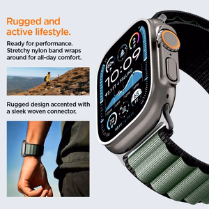 SPIGEN WBF1 dirželis APPLE WATCH 6 / 7 / 8 / 9 / 10 / SE / ULTRA 1 / 2 (44 / 45 / 46 / 49 MM) juodas/žalias