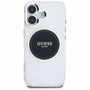 Guess IML Metal Colored Circle Classic Logo Magnetinis dėklas telefonui iPhone 16 - juodas
