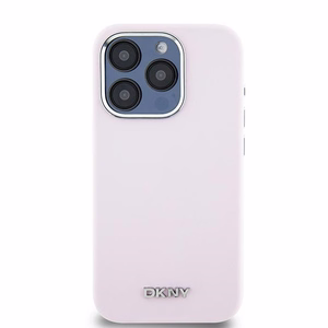 DKNY Liquid Silicone Small Metal Logo MagSafe Dėklas telefonui iPhone 15 Pro - rožinis (m)