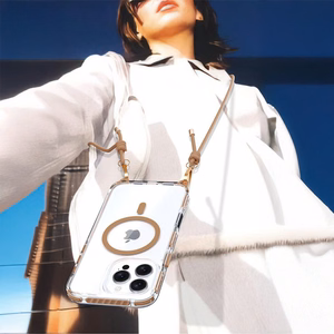 Tel Protect su dirželiu auksinis skaidrus dėklas Iphone 17 Air auksinis