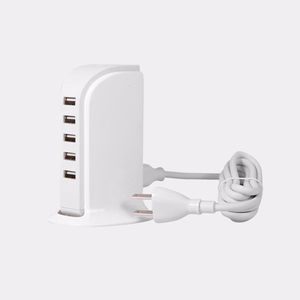 Dudao 5x USB įkroviklis su įmontuotu ES maitinimo kabeliu baltas (A5EU)