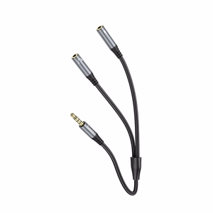Kabel AUX 2w1 Jack 3,5 mm (męski) do 2 x Jack 3,5 mm (żeński) Hoco 0,25 m UPA21 pilkas (SC)