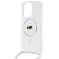 Karl Lagerfeld Crossbody IML Karl Head Magnetinis dėklas telefonui iPhone 15 Pro – permatomas