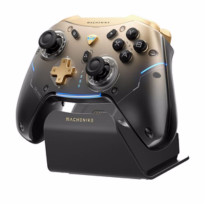 Machenike G5Pro Flagship Wireless Game Controller with Gyro Charging Station and Button Mapping - Black and Gold