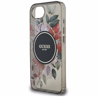 Guess IML Flowers Magnetinis dėklas telefonui iPhone 16e - juodas