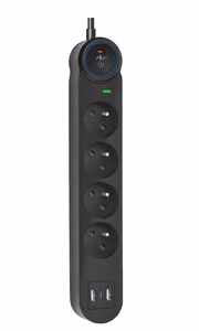 Extension cord 4 sockets + 2 x USB A + USB C Art FU810 1,5 m black