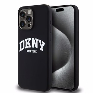 DKNY Skystas silikoninis baltas spausdintas logotipas magnetinis dėklas telefonui iPhone 13 Pro Max - juodas
