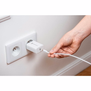 Įkroviklis Forcell + "USB-C (Type-C) to USB-C (Type-C)" (1xUSB-C 3A 25W) baltas