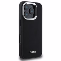 DKNY Paprastas sidabrinis logotipas magnetinis iPhone 16 Pro dėklas - juodas