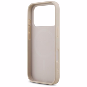 Guess Leather 4G Triangle Strass MagSafe dėklas iPhone 18 Pro / 17 Pro – rožinis