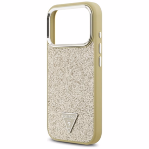 Guess Glitter Triangle Logo MagSafe чехол iPhone 17 Pro золотой
