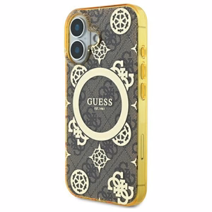 Guess IML Peony On 4G Background MagSafe iPhone 16 dėklas - rudas