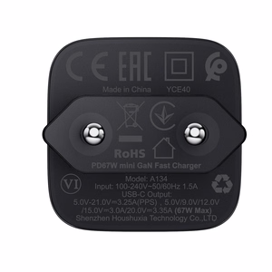 Acefast A134 GaN USB-C sieninis įkroviklis, 67 W, juodas