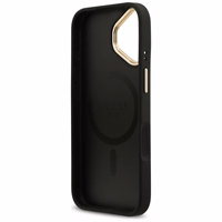 GUESS dėklas telefonui IPHONE 17, suderinamas su MagSafe GUHMP17SPG4SEMCK (PU W/ 4G Stripe) juodas