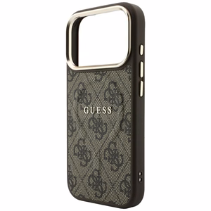 Guess Embossed 4G Classic MagSafe dėklas, skirtas iPhone 17 Pro Max / 18 Pro Max, rudas