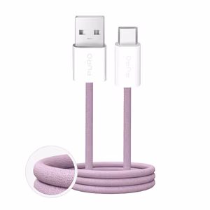 Puro Fabrik 2.0 10W Плетёный кабель USB-A - USB-C 1.5m - розовый