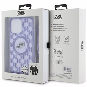 Karl Lagerfeld IML Crossbody Monogram Karl & Choupette Head MagSafe dėklas telefonui iPhone 15 Pro Max - violetinis