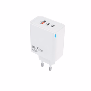 "Maxlife MXTC-09-65ACC GaN PD QC įkroviklis 2x USB-C 1x USB 65W baltas