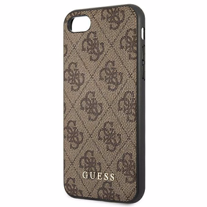 Чехол Guess 4G Metal Gold Logo для iPhone SE 2022 / 2020 / 7 / 8 - коричневый