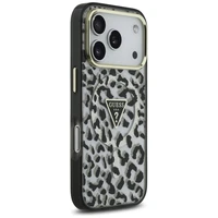 Guess leopardinis blizgus magnetinis dėklas telefonui iPhone 17 Pro juodas