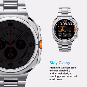 Spigen Modern Fit Band metalinis dirželis Samsung Galaxy Watch Ultra 47 mm, sidabrinis