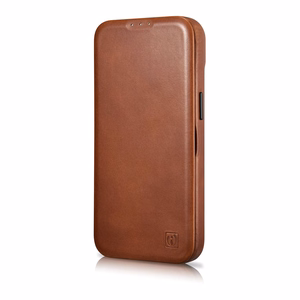 iCarer CE Oil Wax Premium odinis folio dėklas iPhone 14 Plus Magnetinis atverčiamas dėklas su MagSafe Rudas (AKI14220707-BN)