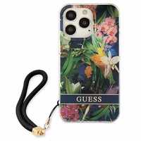 Guess GUHCP13LHFLSB iPhone 13 Pro / 13 6.1" mėlynas/mėlynas kietas dėklas Gėlių Dirželis