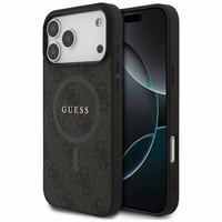 Guess 4G žiedinis klasikinio logotipo magnetinis dėklas telefonui iPhone 17 Pro Max - juodas