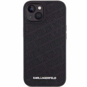 Karl Lagerfeld dygsniuotas K rašto dėklas telefonui iPhone 15 - juodas