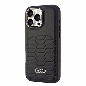 Audi Sintetinės odos Magnetinis iPhone 16 Pro Max 6.9" juodas/juodas kietas dėklas AU-TPUPCMIP16PM-GT/D3-BK