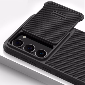 Nillkin Textured S dėklas telefonui Samsung Galaxy S23+ su kameros dangteliu juodas