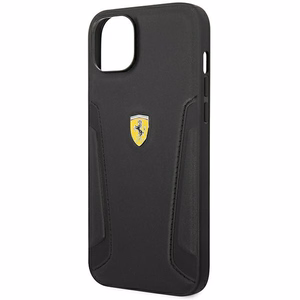 Dėklas telefonui Ferrari FEHCP14MRBUK iPhone 14 Plus 6.7 juodas odinis šonų įspaudas