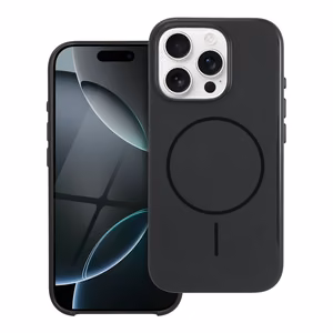 Blizgus magnetinis dėklas telefonui, suderinamas su MagSafe, skirtas IPHONE 17, juodas