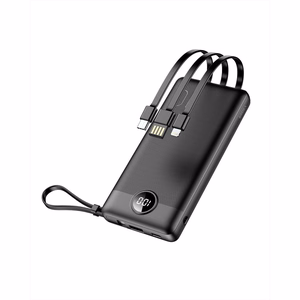 VEGER išorinė baterija 10000 mAh su įmontuotais kabeliais Micro USB / Type C / Lightning C10 (W1116) juoda