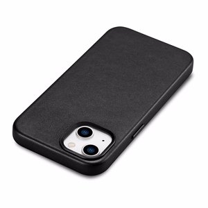 iCarer Dėklas Odinis viršelis iPhone 14 Plus natūralios odos dėklas juodas (suderinamas su MagSafe)