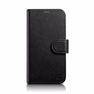 Чехол iCarer Wallet 2in1 для iPhone 14 Plus Anti-RFID кожаный с откидной крышкой чёрный