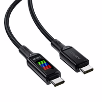 Acefast C7-03 USB-C USB-C 100W 1.2m kabelis su ekranu - juodas