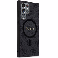 Guess 4G Collection Odinis Metalinis Logotipas Magnetinis dėklas telefonui Samsung Galaxy S24 Ultra - juoda