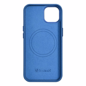 iCarer Litchi Premium odinis dėklas iPhone 14 Plus Magnetinis odinis dėklas su MagSafe Šviesiai mėlynas (WMI14220711-LB)