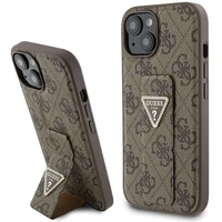 Guess dėklas telefonui su stovu Grip Stand 4G Triangle Strass iPhone 15 - rudas