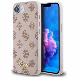 Оригинальный чехол GUESS Peony Script Logo MagSafe для iPhone 17e/16e коричневый