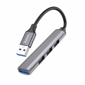 USB šakotuvas Hoco HB26 4-in-1 adapter USB-A to 1xUSB3.0 + 3xUSB2.0 pilkas