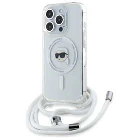 Karl Lagerfeld Crossbody IML Karl Head Magnetinis dėklas telefonui iPhone 16 Pro Max - skaidrus