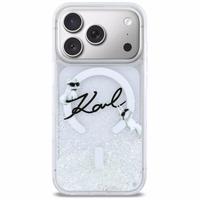 Karl Lagerfeld Liquid Glitter Karl Script Logo MagSafe Dėklas for iPhone 17 Pro - Clear
