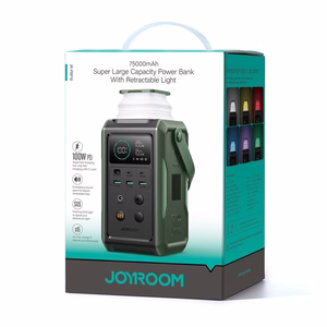 Išorinė baterija Joyroom JR-PBF10 75000mAh 100W 3x USB-C 3x USB-A su sulankstoma žibintuvėliu ir rankena (žalia)