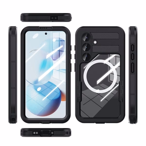 Vandeniui atsparus dėklas SHELLBOX MARS su metaliniu žiedu, skirtas SAMSUNG S25, juodas