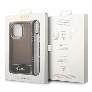 Guess GUHCP14XHGCOHK iPhone 14 Pro Max 6,7 "juodas/juodas kietas dėklas Translucent Pearl Strap