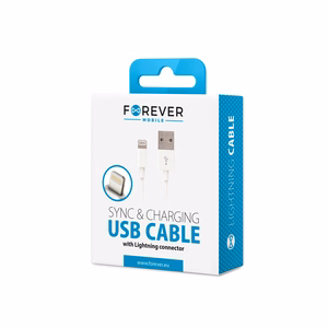 "Forever" kabelis USB - "Lightning" 1,0 m 1A baltas