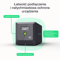 Green Cell nepertraukiamo maitinimo resursai (UPS) „Line-Interactive“ 1 kVA 600 W 4 AC išvestis(ys / čių)